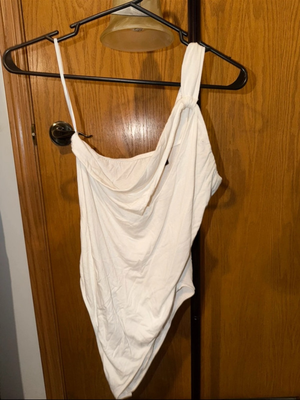 SHEIN White Draped One-Shoulder Bodysuit